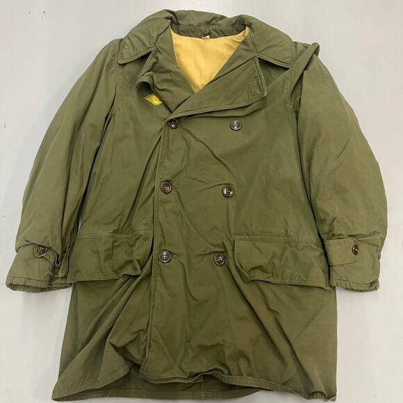 Vintage 40s WW2 Jeep Coat Mackinaw Green Jacket Patches M1938 SZ M/L - Picture 1 of 6
